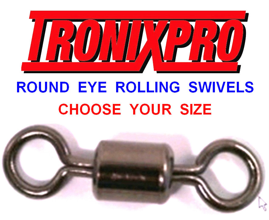 100 TRONIX ROUND EYE ROLLING SWIVELS SIZE 1/0 1 2 4 6 8 10 SEA FISHING TACKLE
