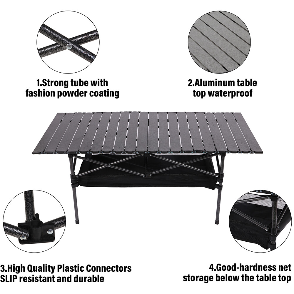 Portable Camping Table Aluminum Folding Grill Table Table for Hiking Picnic BBQ