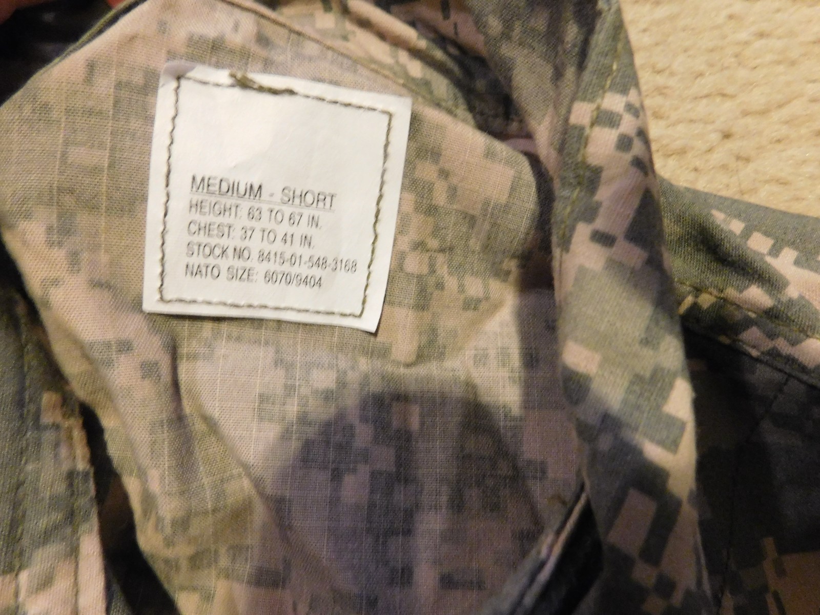 US ARMY FLAME RESISTANT ACU TOP COAT SIZE MEDIUM- SHORT