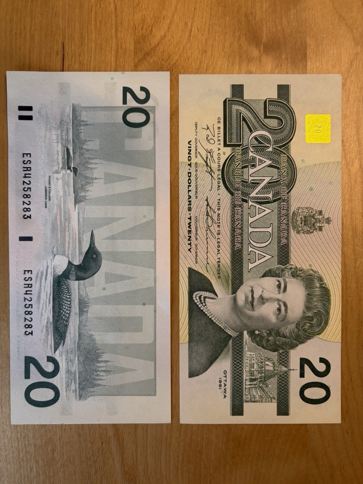 5 X 1991 Canadian $20 paper currency (sold Each)