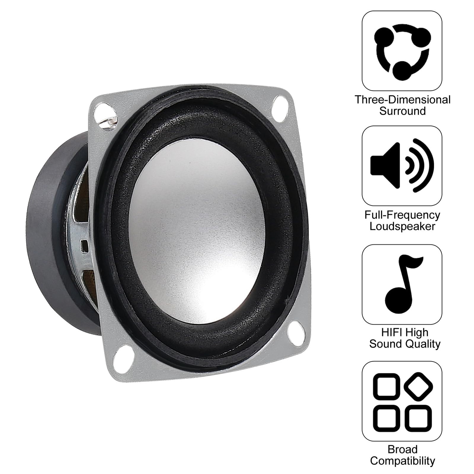 6Pcs 2 4Ohm 3W Full Range Audio Speaker Stereo Woofer Loudspeaker