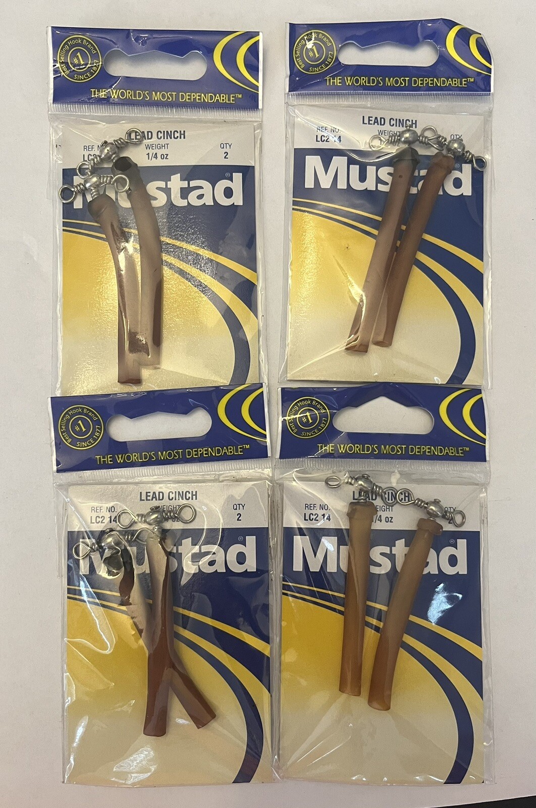 4 pack Mustard lead cinch 1/4 oz  2 per pack. ￼(LC2-14)