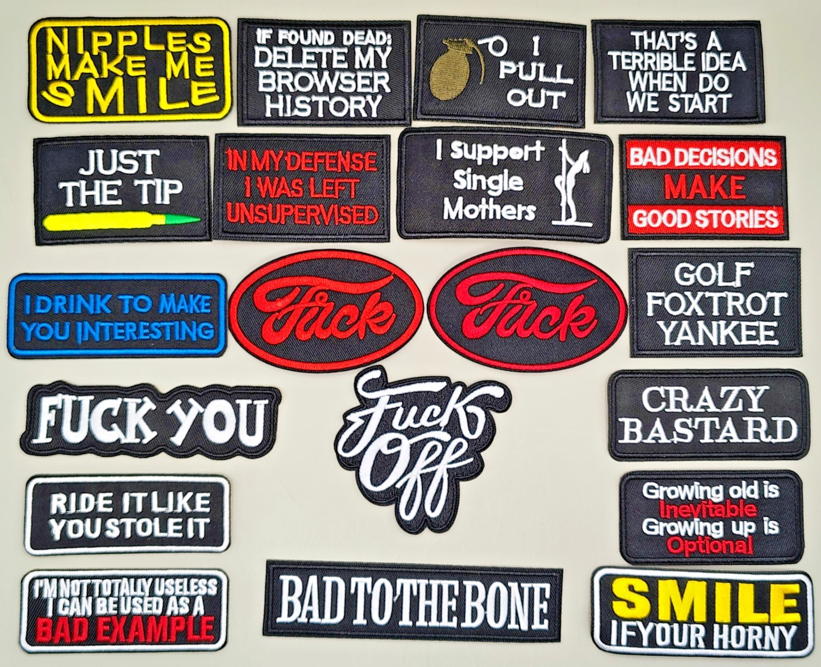 Funny Biker Patches YOU PICK Adult Humor Rude Joke Offensive Motorcycle Iron On