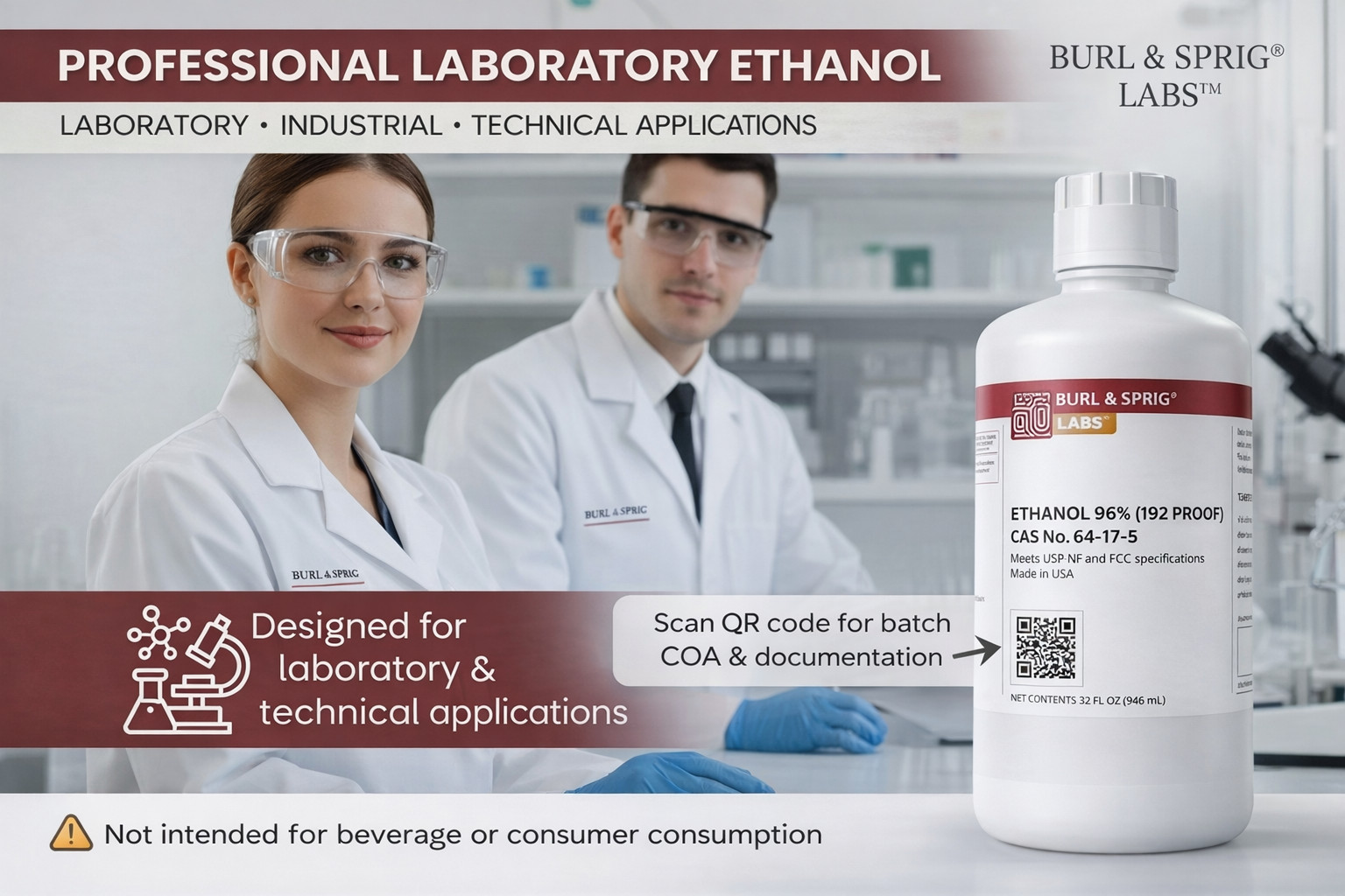 192 Proof Ethanol Solvent 96% High Purity Laboratory & Extraction Grade