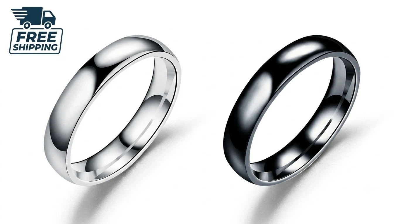 4MM Stainless Steel Wedding Band Ring Plain Comfort Fit Men Women Silver Black