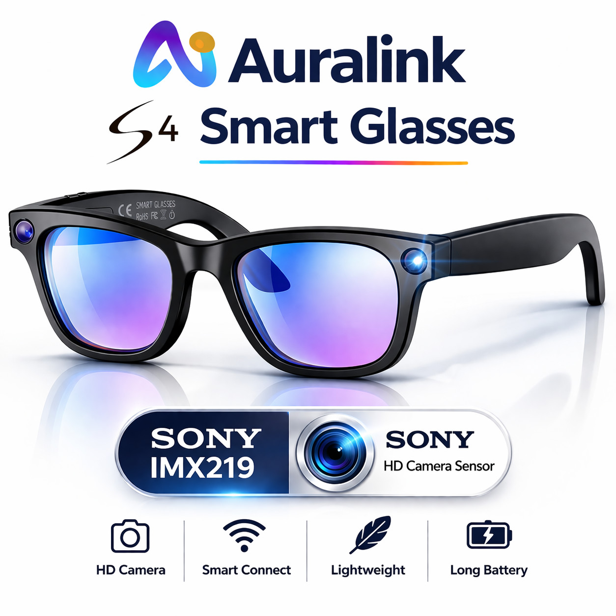 4k Smart AI Glasses for Men, Women, 8 MP Camera, Open-Ear Speakers, 1080p HD