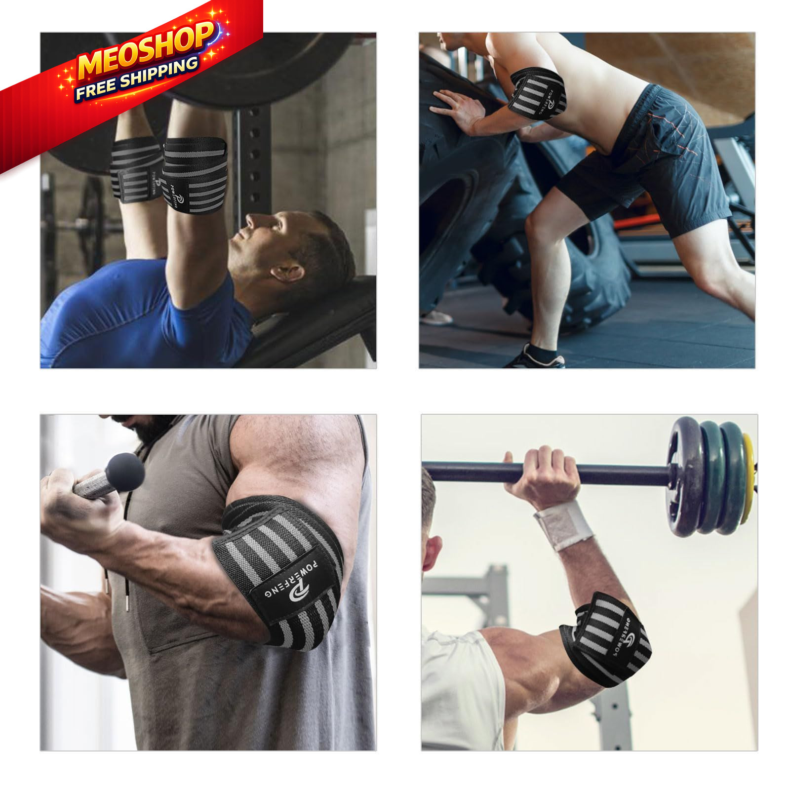 Elbow Wraps for Weightlifting：Elbow Sleeve Weightlifting Support Gray