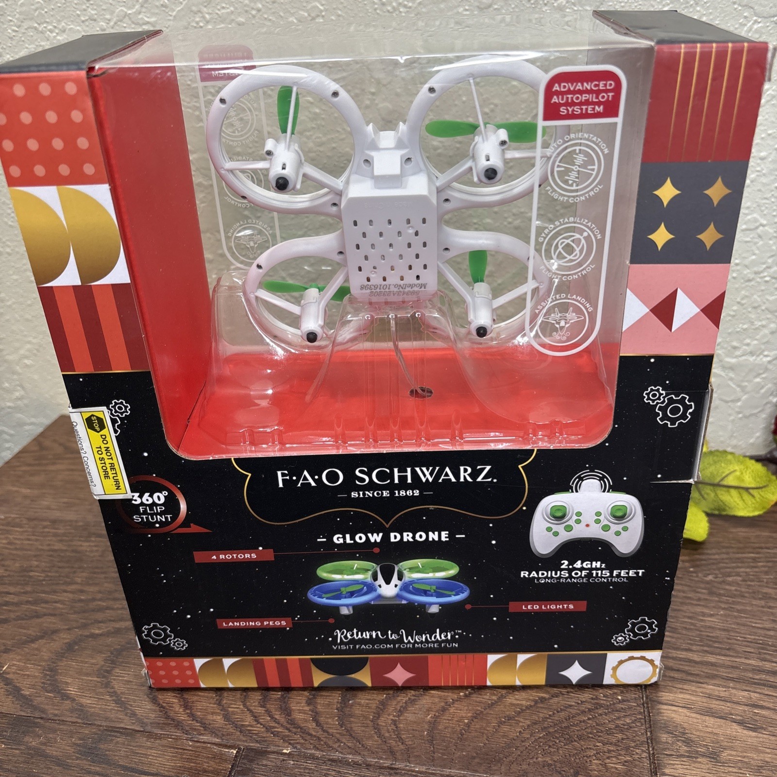 FAO Schwarz Glow Drone Remote Control LED Stunt Drone Advanced Autopilot System