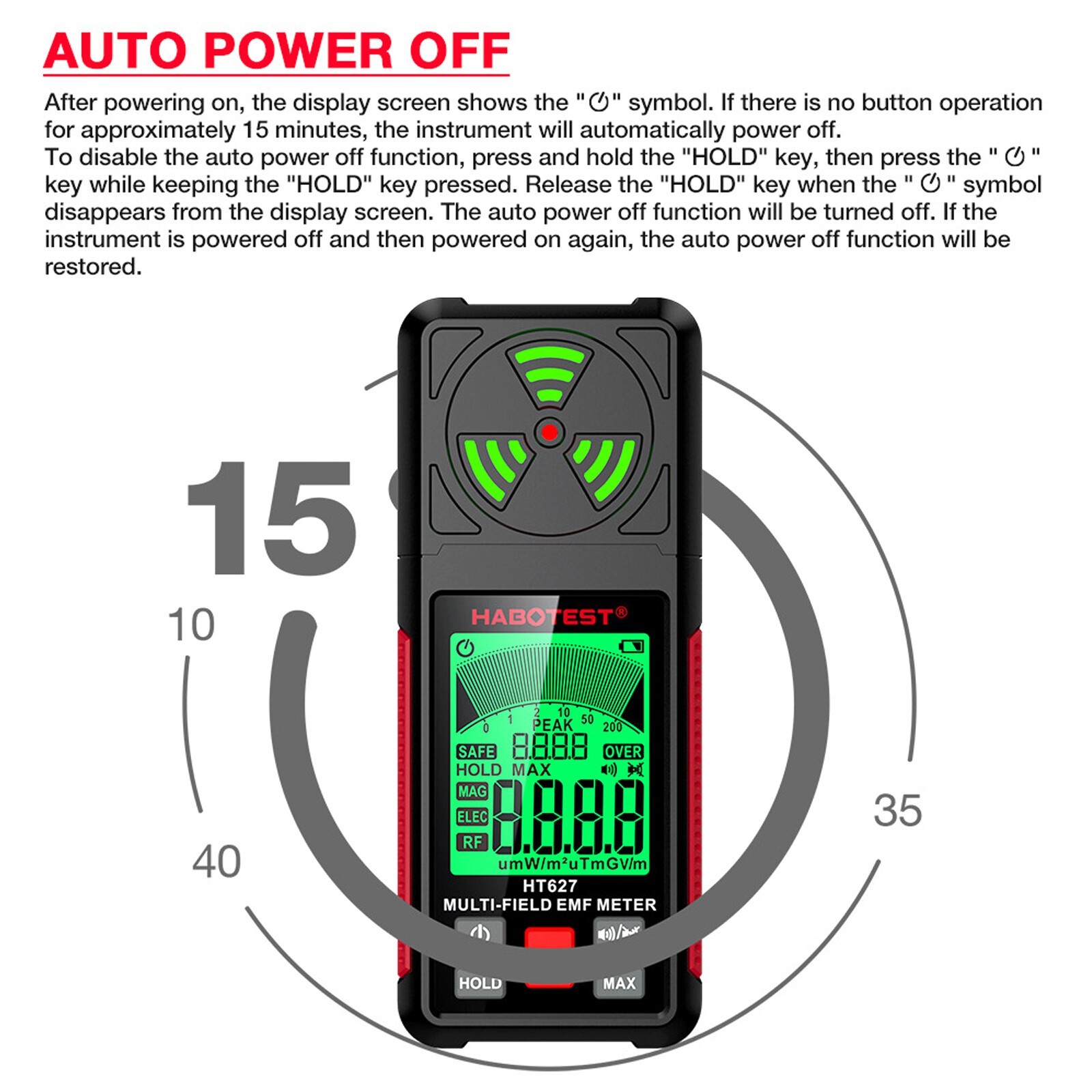Electromagnetic Radiation Tester Handheld Radio Frequency Field EMF Meter