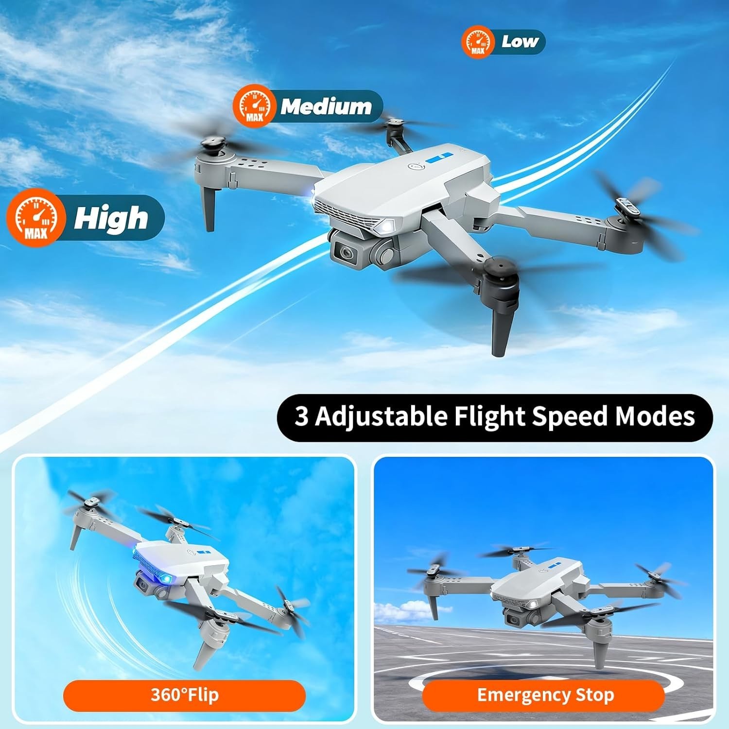 Foldable 4K Camera Drone for Adults WiFi FPV Gesture Control 30Min