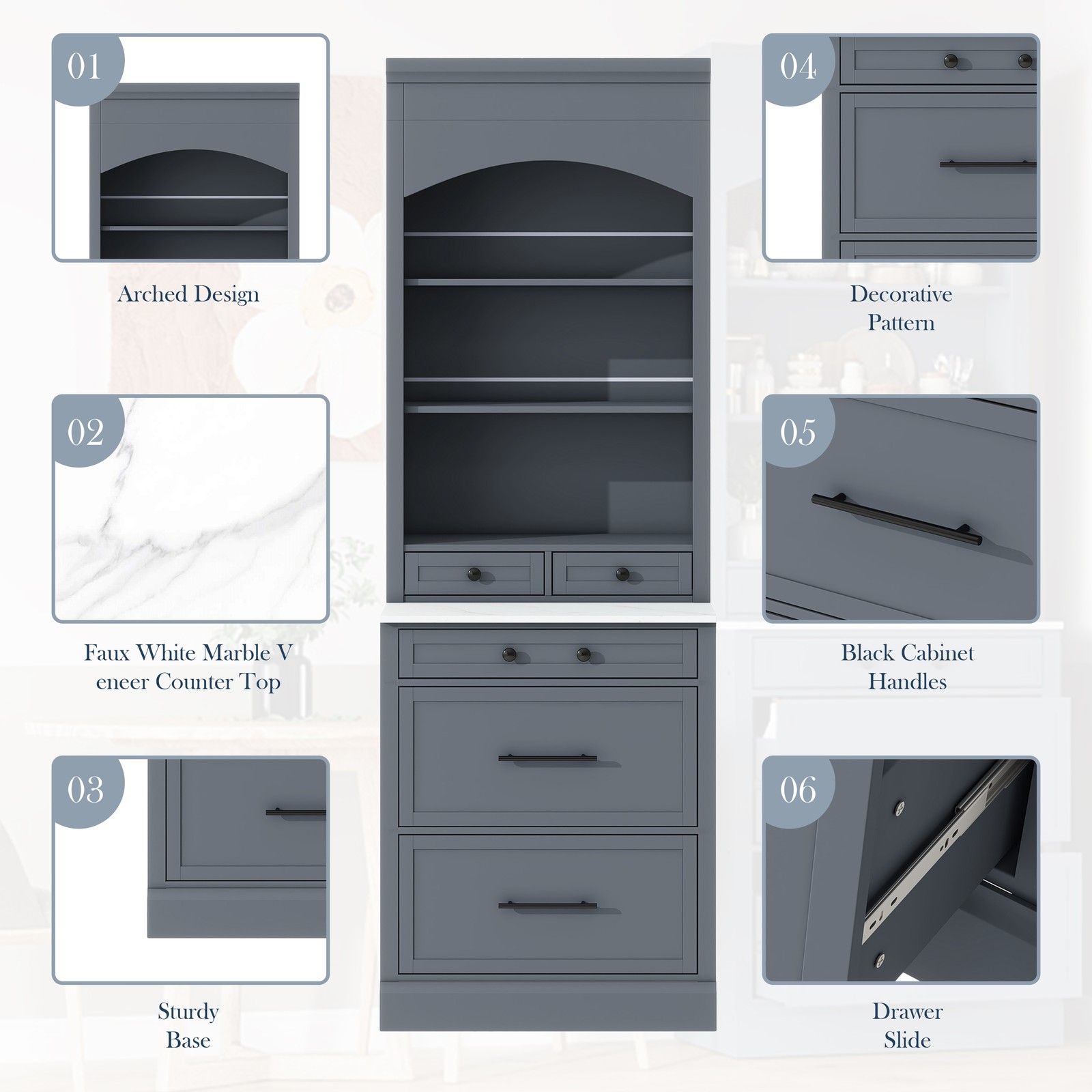 [Assembly Video Provided] TOPMAX Modern 83.7inch High Kitchen Pantry, Freestan