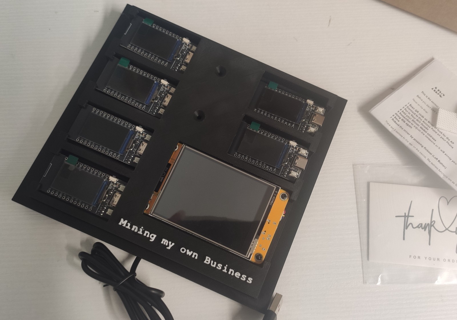 Nerd Miner Crypto Mining Rig - 7 x 350 kh/s - Wall Mountable - Mining Rig - BTC