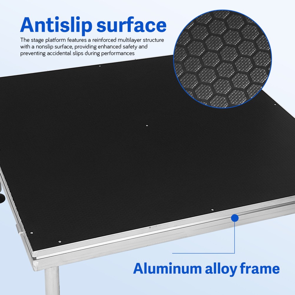 4 x 4 FT Lightweight Aluminum Performance Stage Riser Height Adjustable 24" -40"