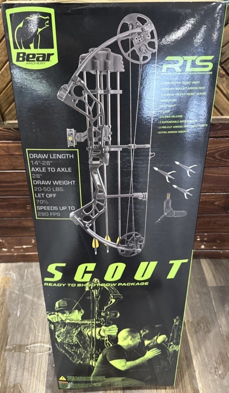 Bear Archery Scout RTS Bow Package Right Hand 14-28" DL 20-50 lbs. - Black - NEW
