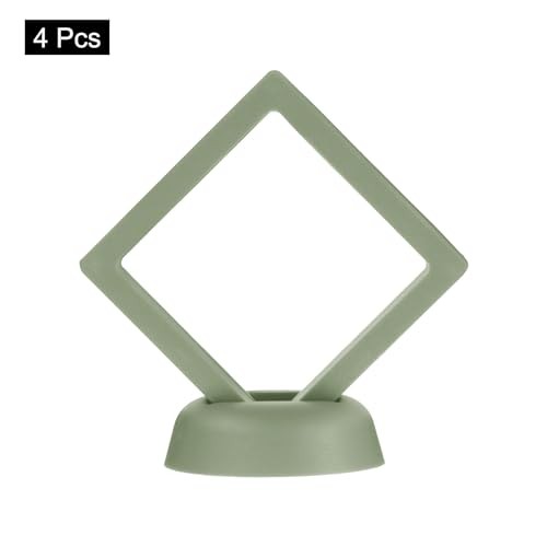 4 Pcs 3D Floating Display Case Floating Frame 2.76 x 2.76 Inch Light Green