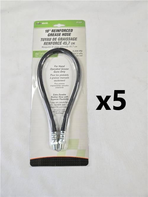 = Lot of 5 Lubrimatic 18" Reinforced Grease Hose 10-219 5,000 PSI NEW