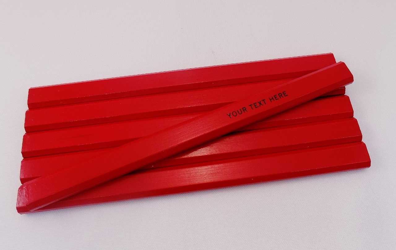 12 "Red" Personalized Carpenter Pencils