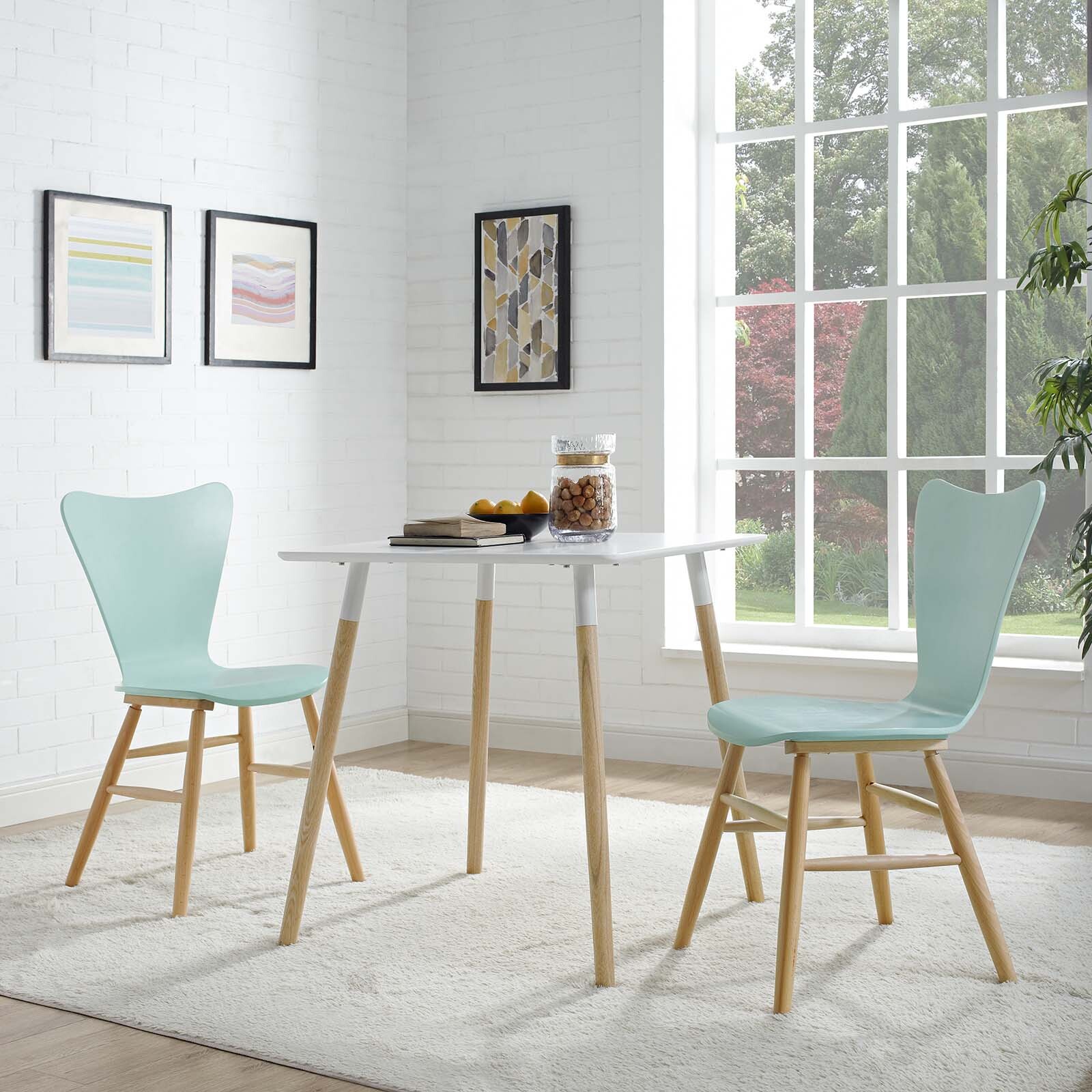 Modway Cascade Dining Chair Set of 2 in Light Blue