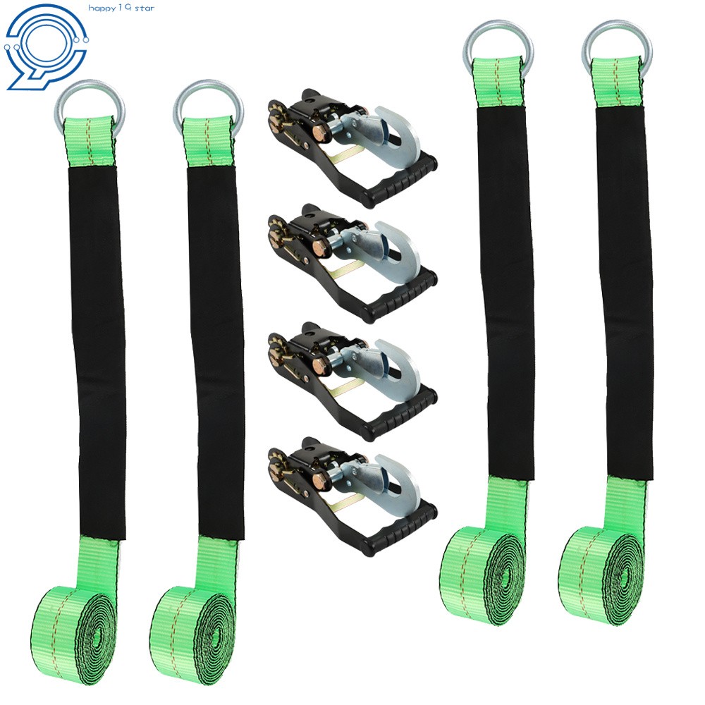 Car Tie Down with Snap Hooks Lasso Style (4 Pack) 2 Inch x 96 Inch For Trailer