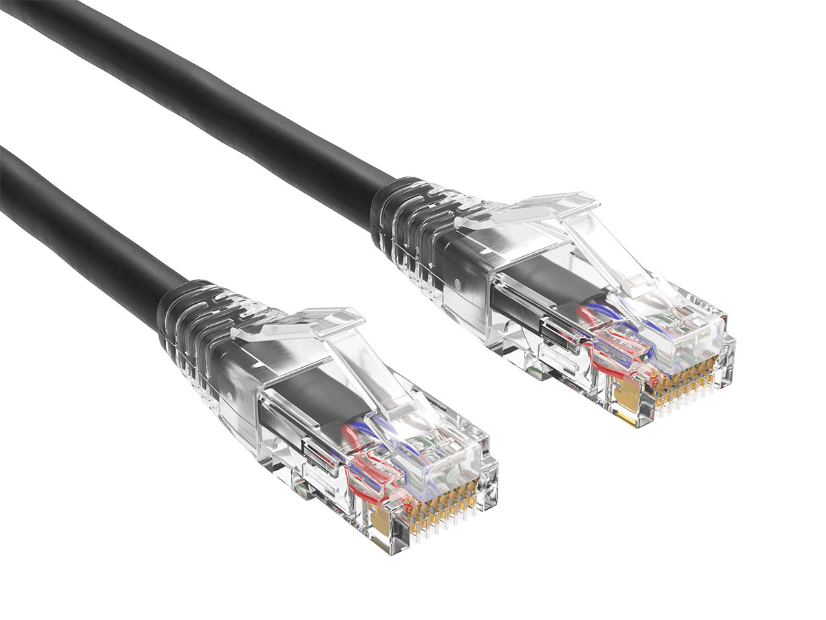 0.5ft Cat6 Ethernet Patch Cable with Clear Boot, UTP, Pure Bare Copper, Black