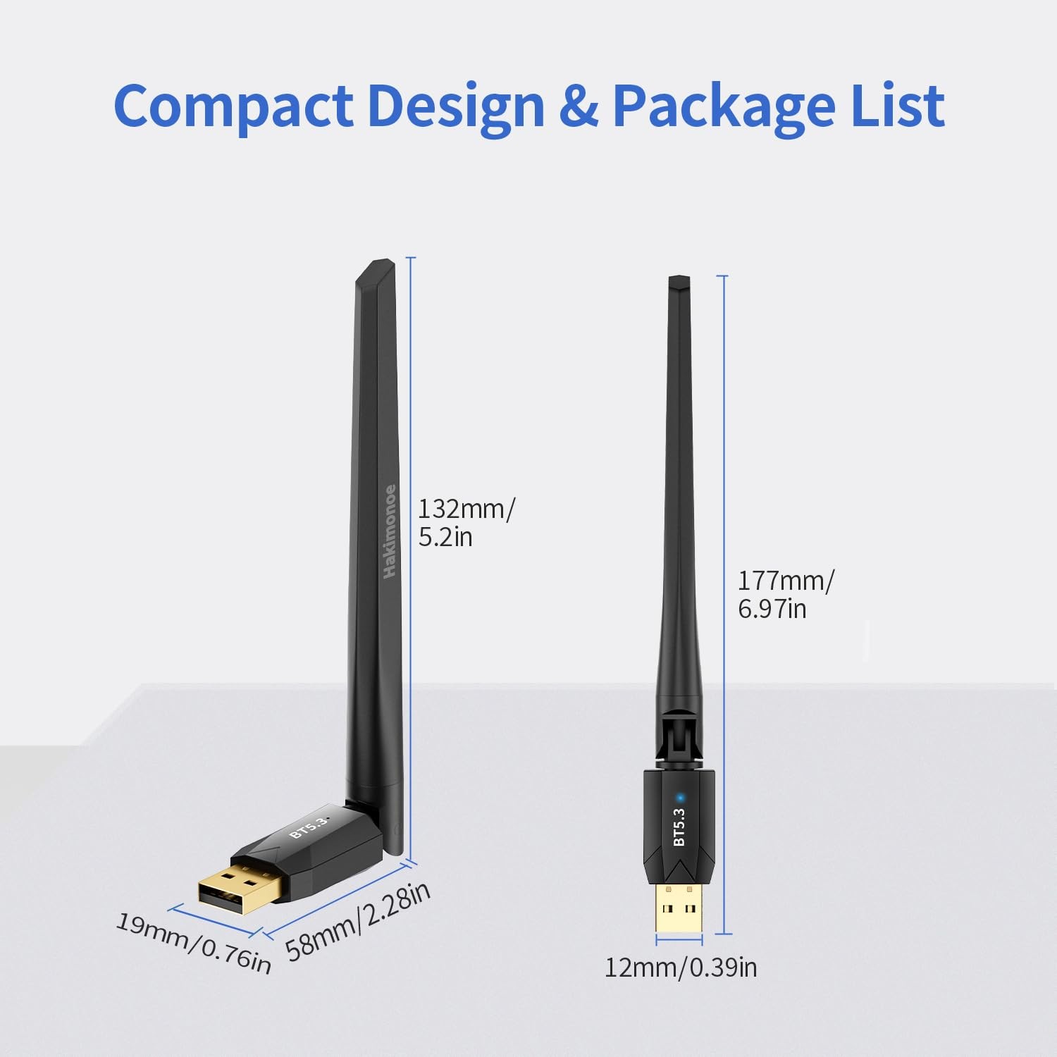 Long Range USB Bluetooth 5.3 Wireless Adapter Dongle Antenna For PC Windows