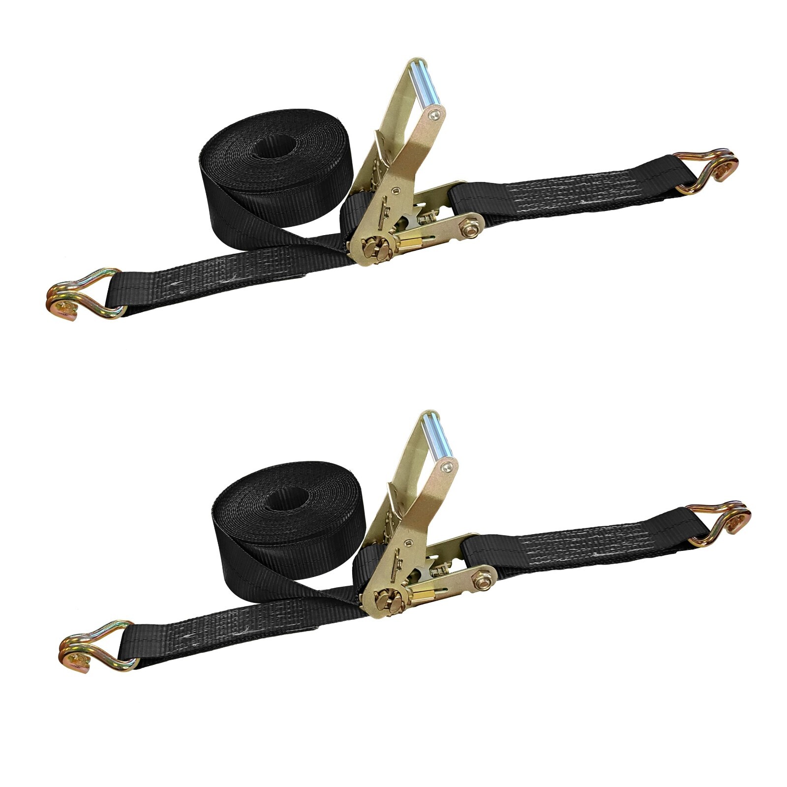 2 Pack Heavy Duty 2" x 30' Ratchet Tie Down Strap w/ Wire J Hook WLL 3333 LBS