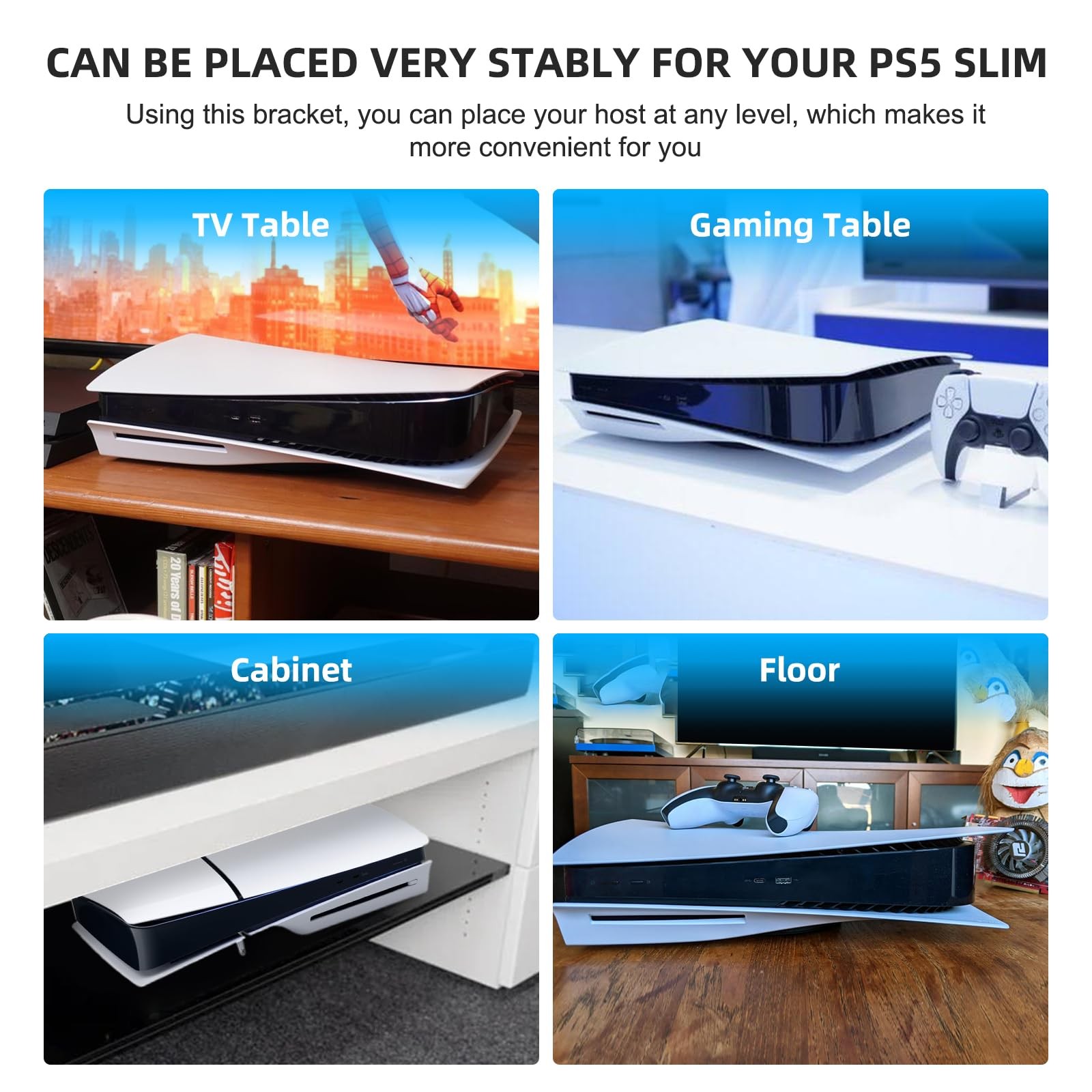 YIBEICO Stand for PS5 Slim Disc Edition SLIM Disc*4pcs, transparent