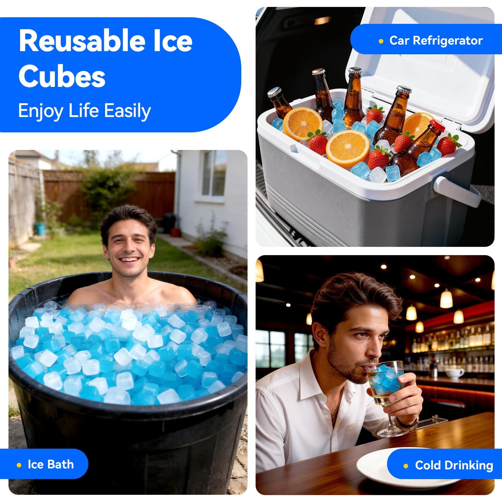 12LBS Reusable Ice Cubes for Ice Bath, BPA-Free Plastic Ice Pack Without Dilu...