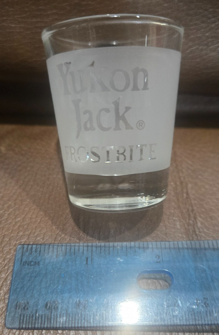 Yukon Jack Frostbite Shot Glass Frosted 2.2" for home bar - free shipping