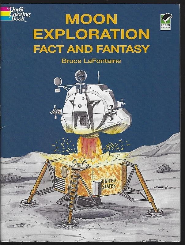 Space Exploration Moon Bruce Lafontaine Dover Unused Coloring Books Lot of Two
