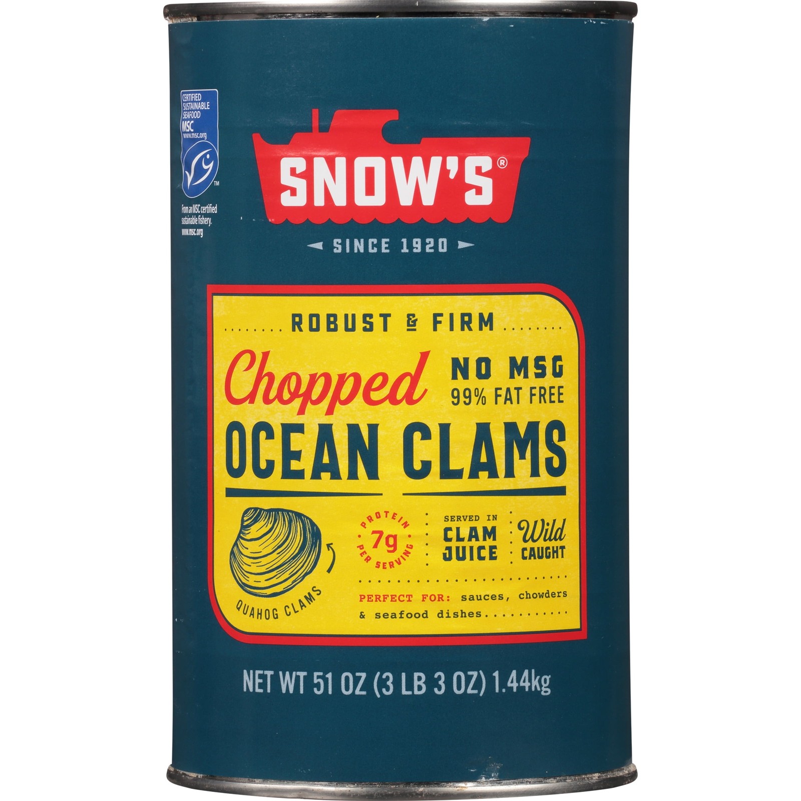 Snow's Wild Caught Chopped Ocean Clams, Gluten Free