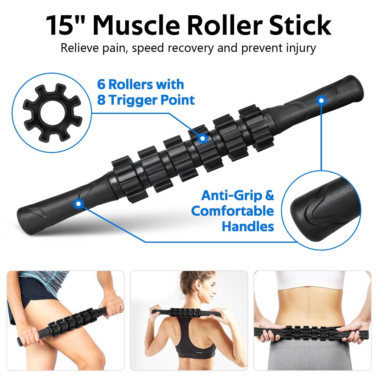 7 in1 Foam Roller Set for Deep Tissue Muscle Massager - High Density Back Roller