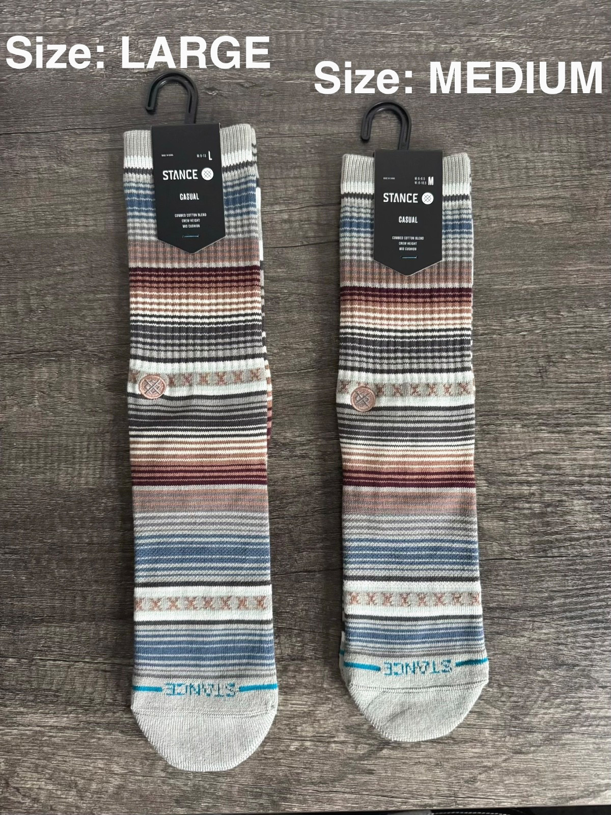 Stance Crew Socks • Curren ST Multi-Color • Size: MEDIUM or LARGE • 1 Pair (NWT)