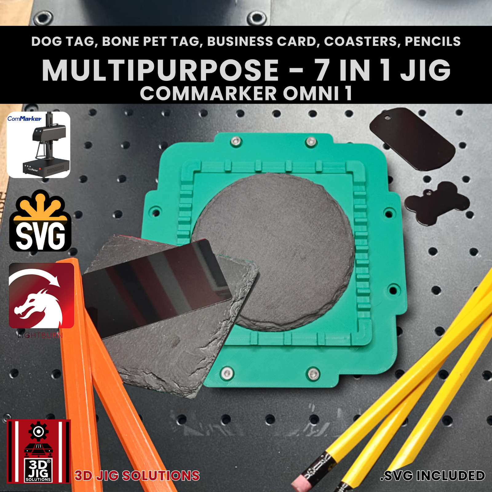 ComMarker Omni 1 | 7-in-1 Jig | Business Cards, Pet Tags, Coasters, Pencils