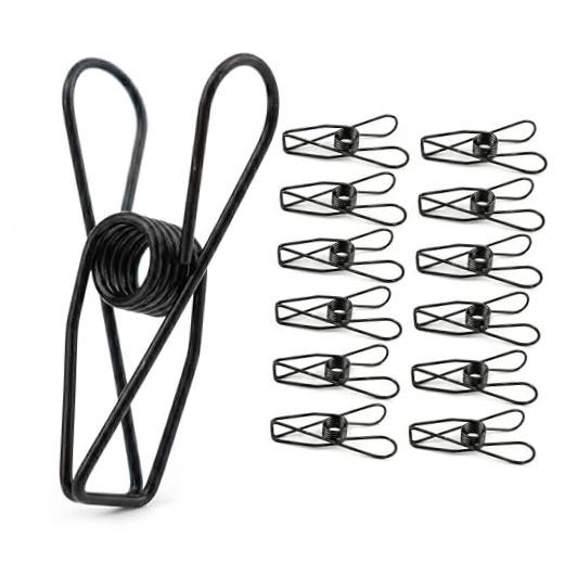 14 PCS Stainless Steel Large Black Clothes 2.83 Inch (7.2x1.8cm)-Black-14 PCS