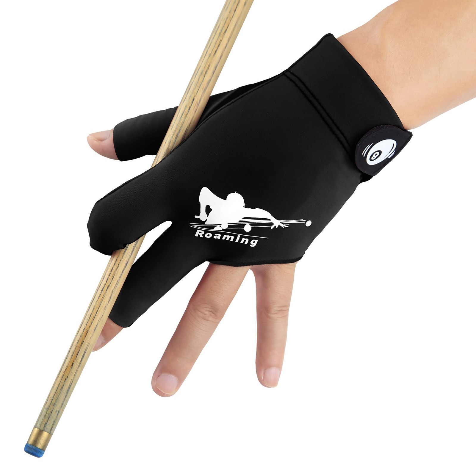 Quick-Dry Breathable Billiard Cue Sport Glove for Left Hand, Black L/XL
