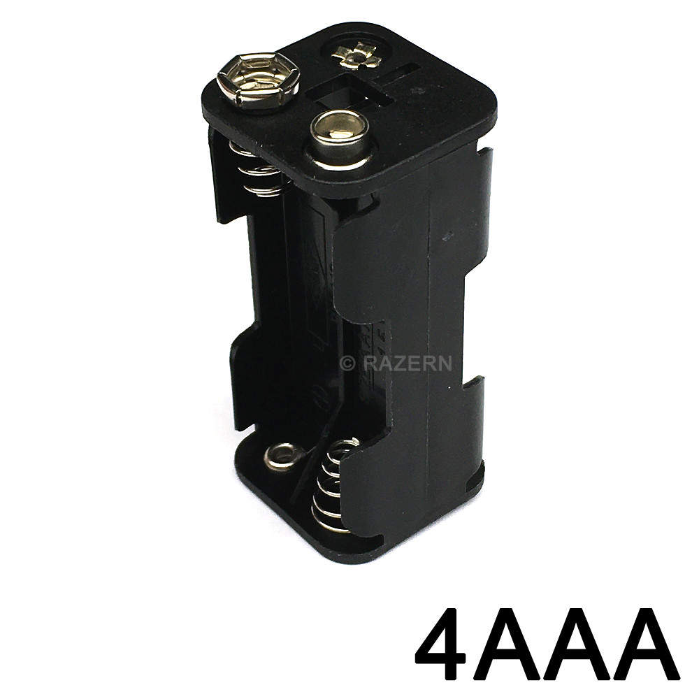 NEW Battery Holder for 4 x AAA Cell (6 Volt Output) Case with 9V Snap Terminal