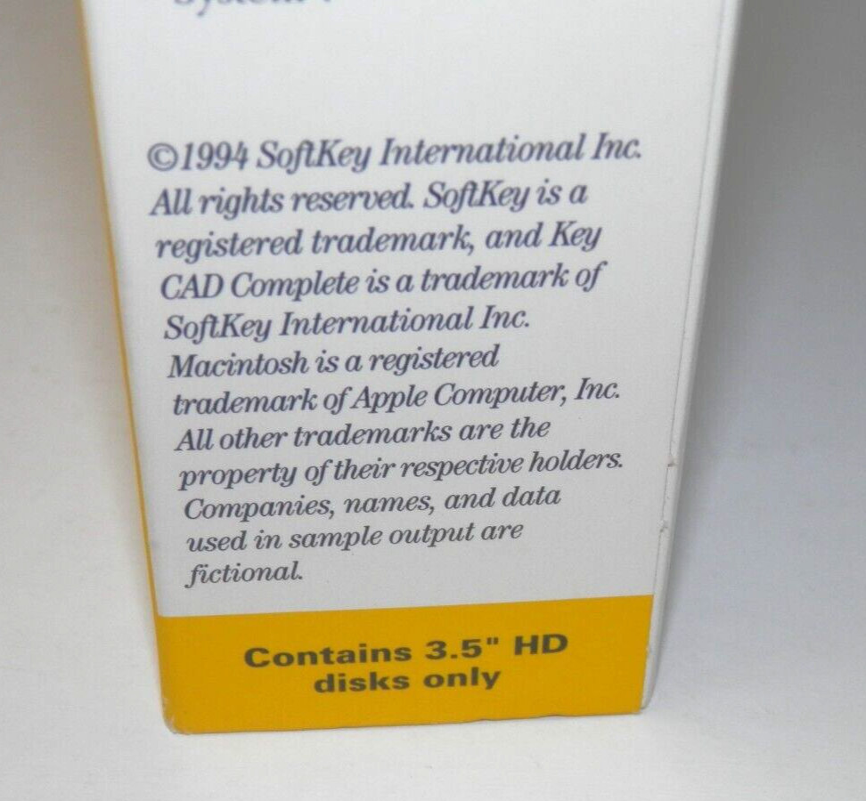 Key CAD Complete for Mac Version 1.5 • 3.5" Floppy Big Box 1994 Vintage Software
