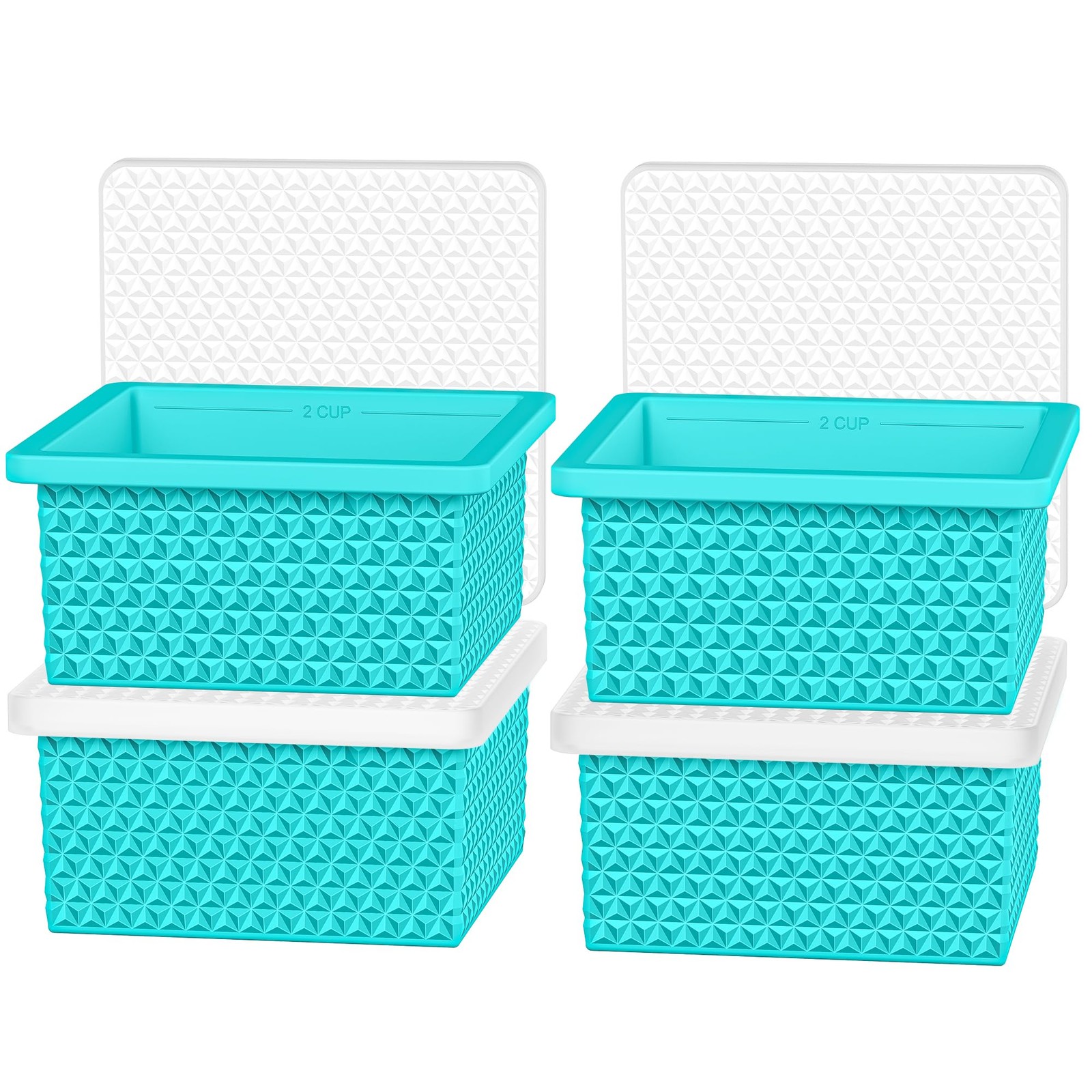 Silicone Freezer Molds for Soup Cube - 2-Cup Storage ？, Lake blue