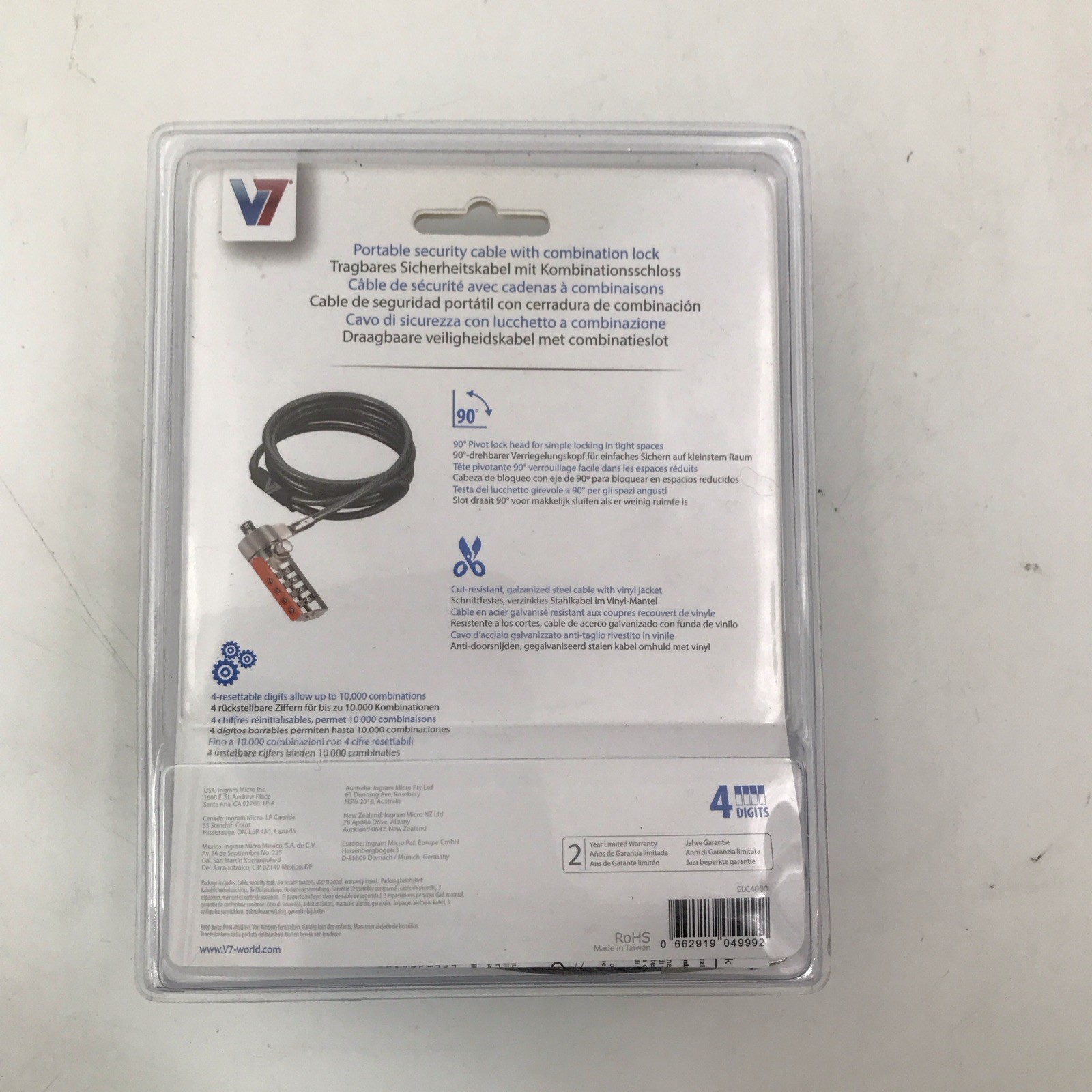 V7 Black Portable Security Cable