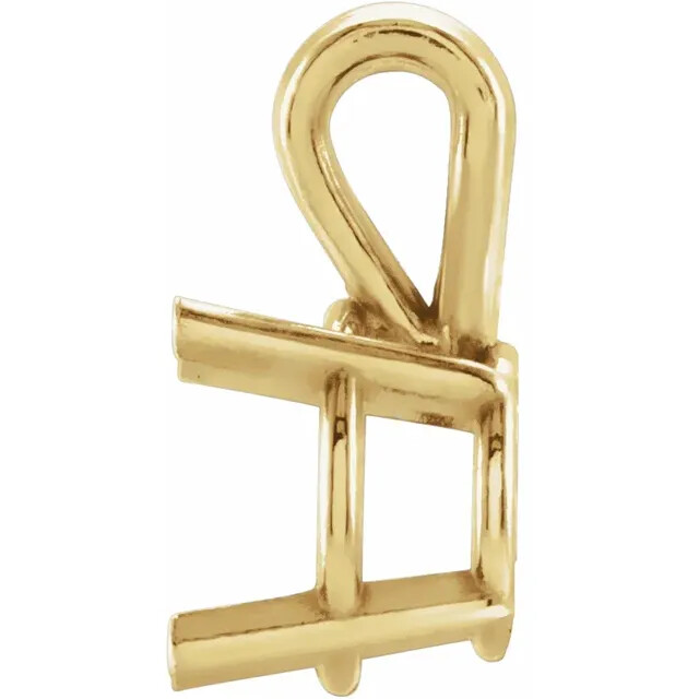 14K Solid Yellow Gold Round Cut Pendant Setting Pendant Mounting 4 Prong