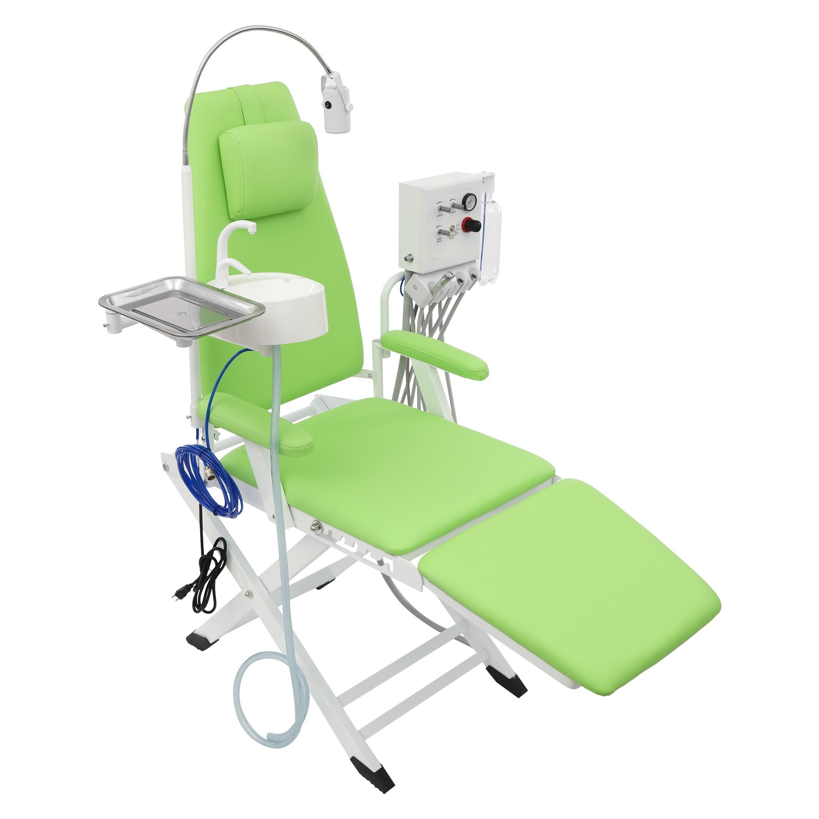 Dental Chair with Air Compressor and Cuspidor Portable Folding Treatment Unit
