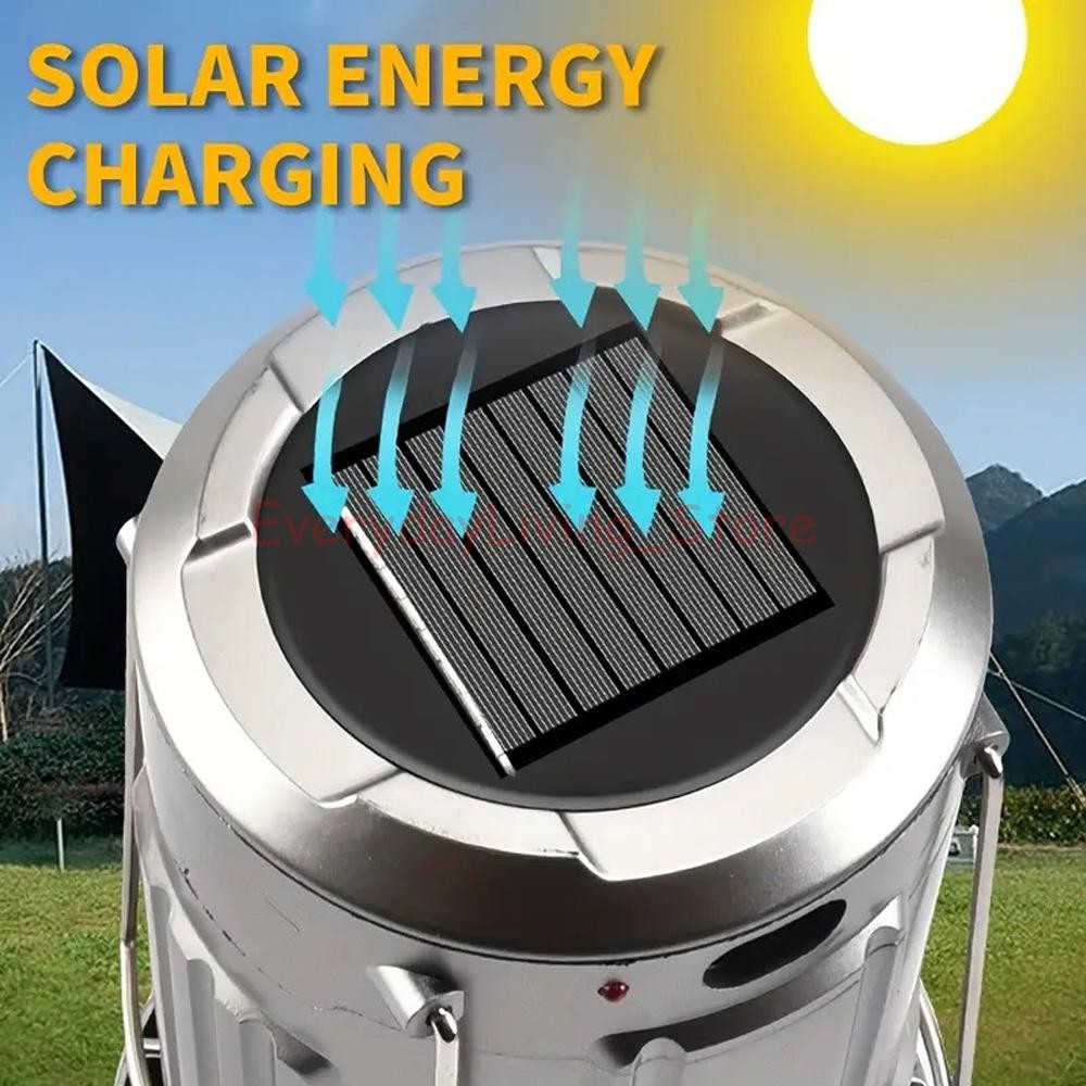 Solar Portable LED Camping Lantern with Fan USB Rechargeable Flashlight Lamp US