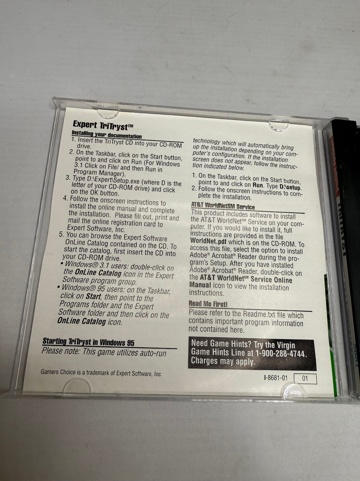 TriTryst PC 1995 Windows Virgin Interactive CD ROM Like Tetris and columns