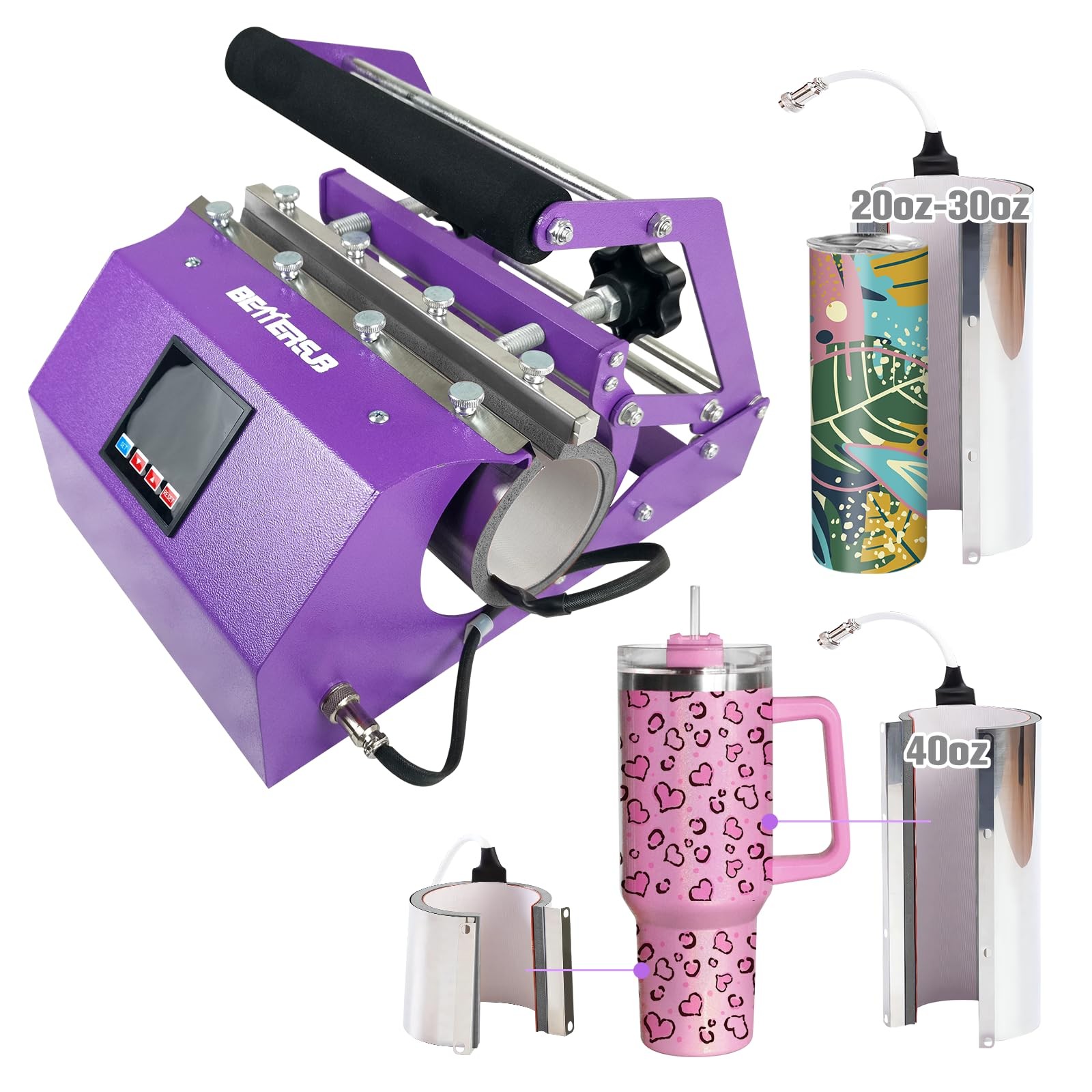 BetterSub 3in1 40 OZ Tumbler Mug Heat Press Machine 30 OZ 20 OZ 16 OZ Sublima...