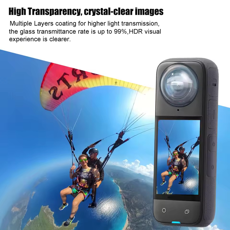 Insta360 X4 Premium Tempered Glass Lens Guards - Scratch-Resistant Protector Cap