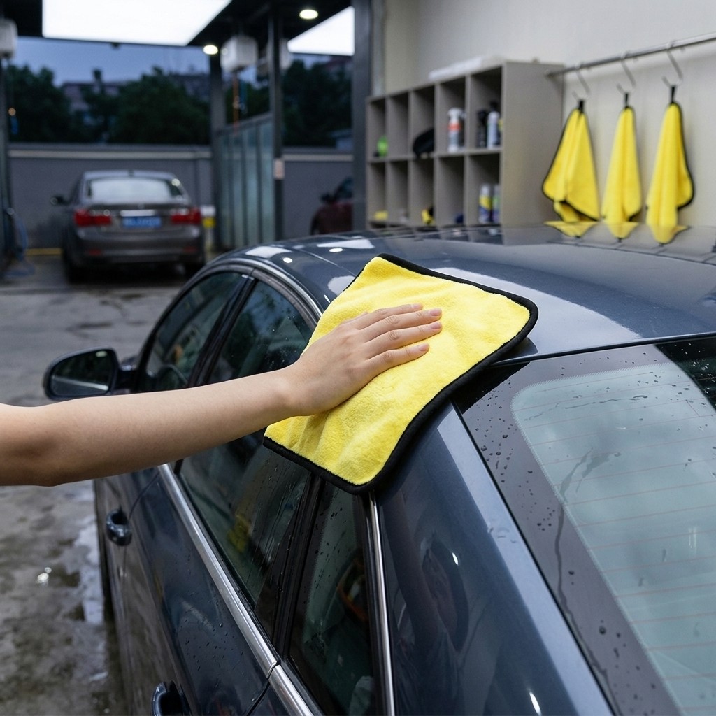 2Pcs Thickened Coral Fleece Car Cleaning Towels, Double Sided Absorbent