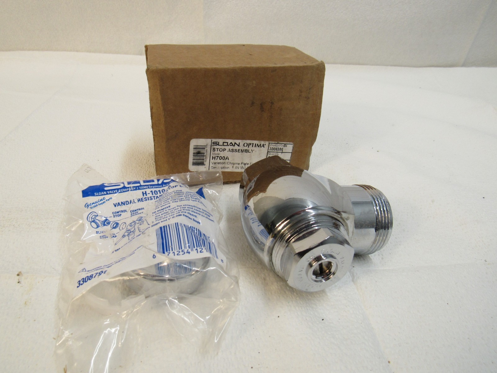 Sloan Optima H700A Stop Assembly 1" Chrome Finish 3308386 W/Cap