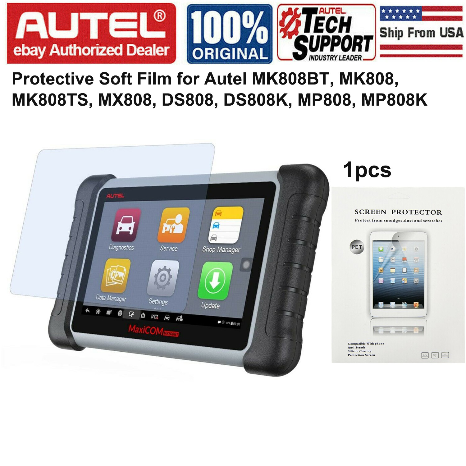 Autel MK808BT/MX808/MK808/MK808BT PRO Tempered Glass Screen Protector