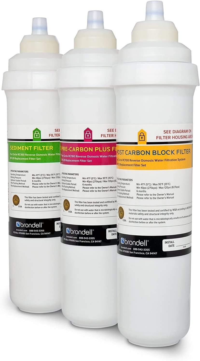 Brondell RF-20 Water Filter Replacement for Circle, Sediment and Carbon Block